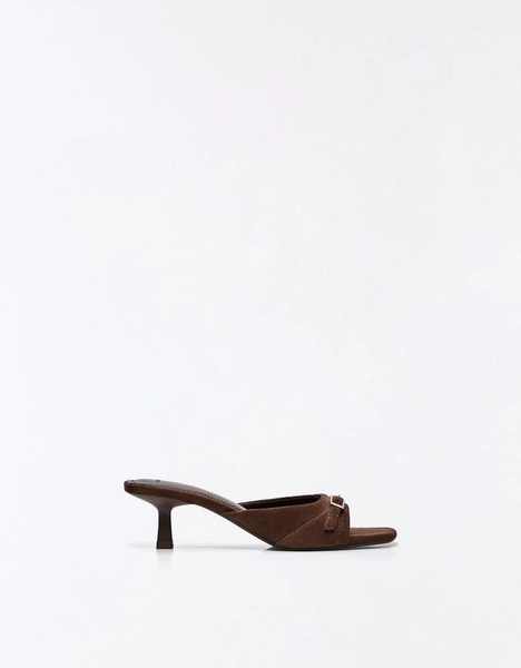 Buckle heeled mules