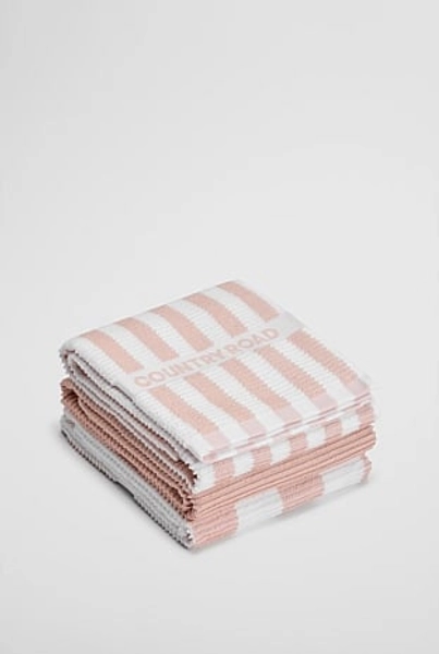 Cr Stripe Australian Cotton Tea Towel Pack Of 3 - Rose