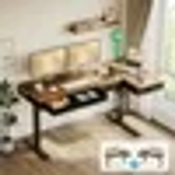 Electric Standing Desk with Drawers, 63 Inch Height Adjustable Desk with Power Outlets, Sit Stand Table, Writing Computer Desk for Home, Office, Workstation, Rustic Brown
