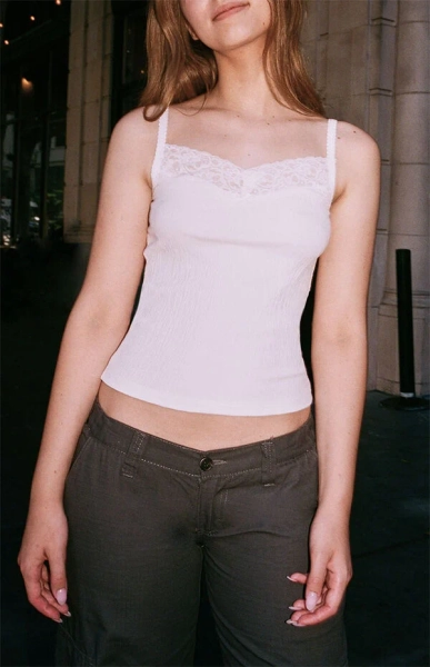 White Arden Lace Trim Tank Top