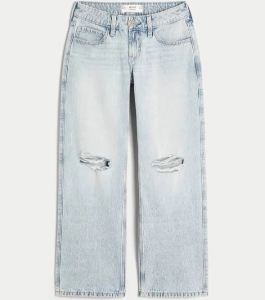 Hollister Women's Low-Rise Ripped Baggy Jeans