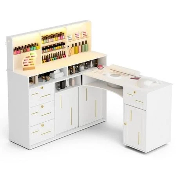 Advwin L-Shaped Manicure Table