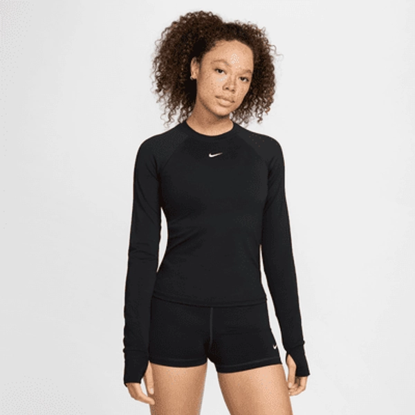 Nike Pro Women's Dri-FIT Long-Sleeve Top - Black/White - Size XXS