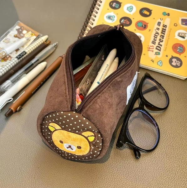 Rilakkuma Cylindrical Pencil Case Large Capacity Cute Cartoon Ins Aesthetic Stationery Storage Pouch For High School College - AliExpress 26