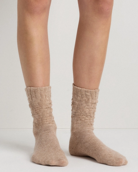 Women's Mongolian Cashmere Slouch Sock in Oatmeal