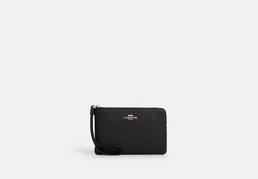 Gold/Black Corner Zip Wristlet