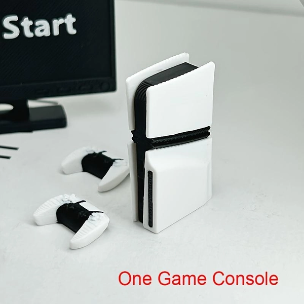 Collectible Figurines, New Gaming Console Model with Character Miniature TV Set Ornament, a Realistic Tiny PS Model, Suitable for Office Desktop Display & Miniature House Decoration