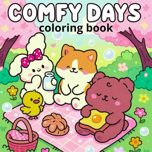 Cozy Animal Coloring Book: Coco Wyo Puffy Friends (Digital PDF)