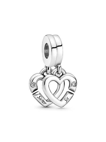 Linked Sister Hearts Split Dangle Charm