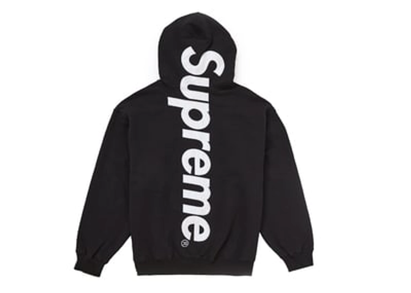 Men's Supreme Satin Applique Hooded Sweatshirt FW24 in Black