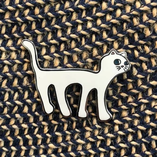 White Cat Enamel Pin