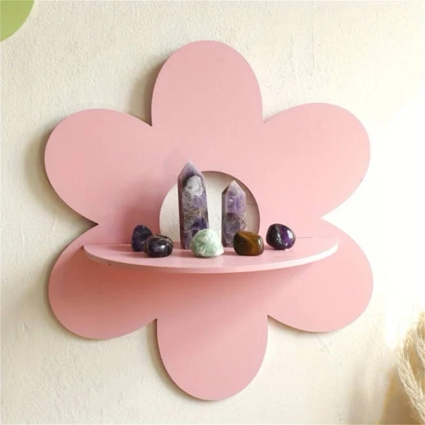 Girls room decor bedroom, Pink wall shelf, Contemporary Natural Wood Flower-Shaped Wall-Mounted Storage Shelf - Multi-Petal Design for, Wall shelves,