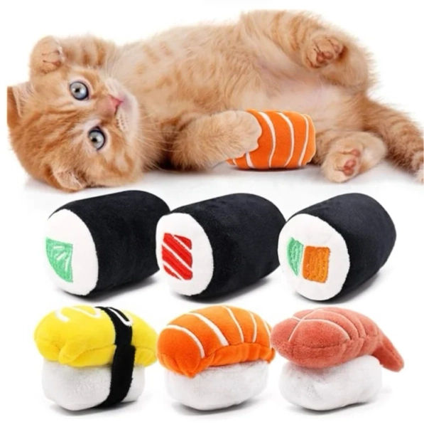 CiyvoLyeen Bread Catnip Toys, Cat Toy for Indoor Interactive Toys, Kitten Chew Bite Kick Toy Baguette Croissant Pretzel Toast Bun Cinnamon Roll Plush Catmint Pet Birthday Presents 6 Pack