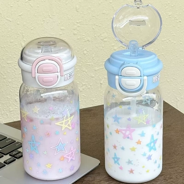 500ml Cute Water Bottles with Straw Portable Plastic Pop-Up Cover Water Cup for Kid Kawaii Bottle Water Leak-Proof Drinking Cup - AliExpress 15