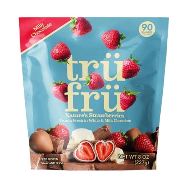 Tru Fru, Frozen Strawberries White And Milk Chocolate, 8 Ounce