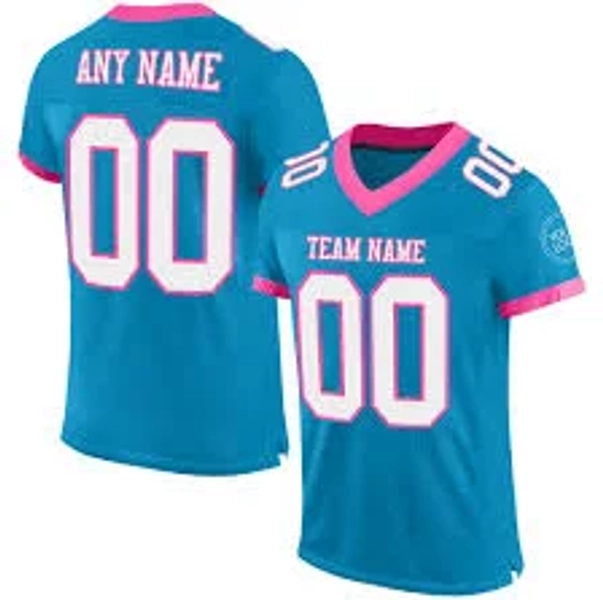 Custom Panther Blue White-Pink Mesh Authentic Football Jersey