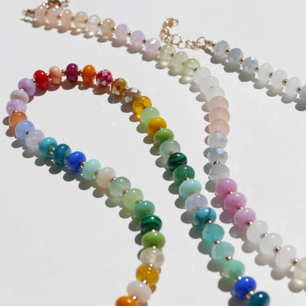 Colorful Beaded Necklace, Rainbow Stone Necklace, Gemstone Candy Beaded Stone Necklace, Anthro Beaded Stone Necklace, Multibeaded Necklace