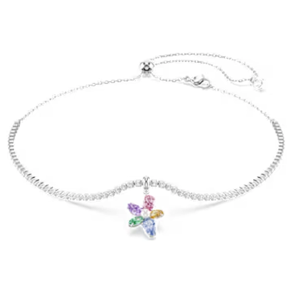 Ariana Grande x Swarovski choker, Mixed cuts, Flower, Multicolored, Rhodium plated
