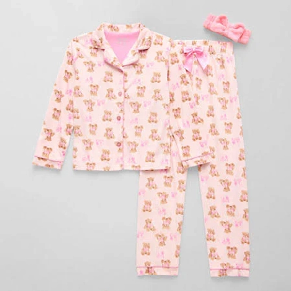 Sleep On It Little & Big Kid Girls Velour Long Sleeve Pajama Set