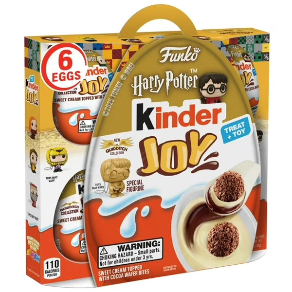 Kinder Joy Egg, Sweet Cream and Chocolatey Wafers Bits, Harry Potter Quidditch Funko Pop Collection, 6 Eggs 0.7 oz Each (Toys May Vary)