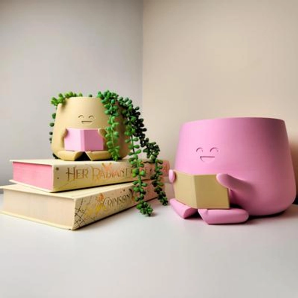 Official Happy Face Planter - Chunky book pot. A perfect gift for a book lover or unique present. Home Decoration for small plants.