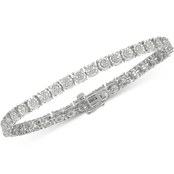 Macy's 1/4 ct. t.w. Diamond Tennis Bracelet in Sterling Silver