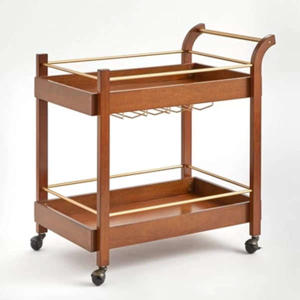 Buylateral Butler Bar Cart with Locking Casters Walnut