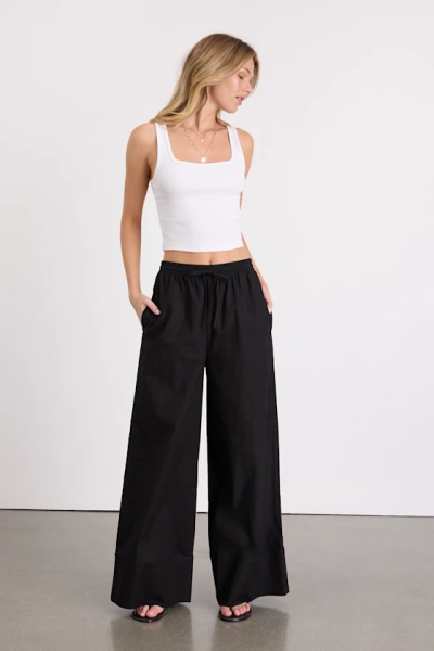 Brisa Black Cuffed Wide-Leg Pants