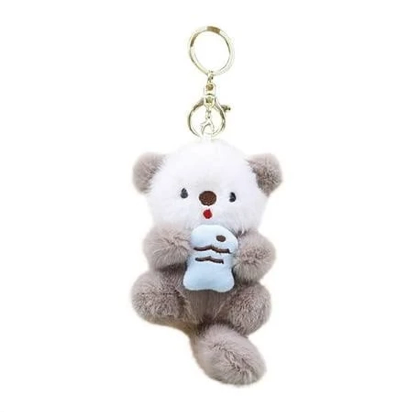 Yatav Otter Keychain Charm & Bag Charm - Adorable Keychain Ring for Bags Otter Stuff - Cute Plush Keychains Gifts for Men Women Animal Lovers(Khaki,6