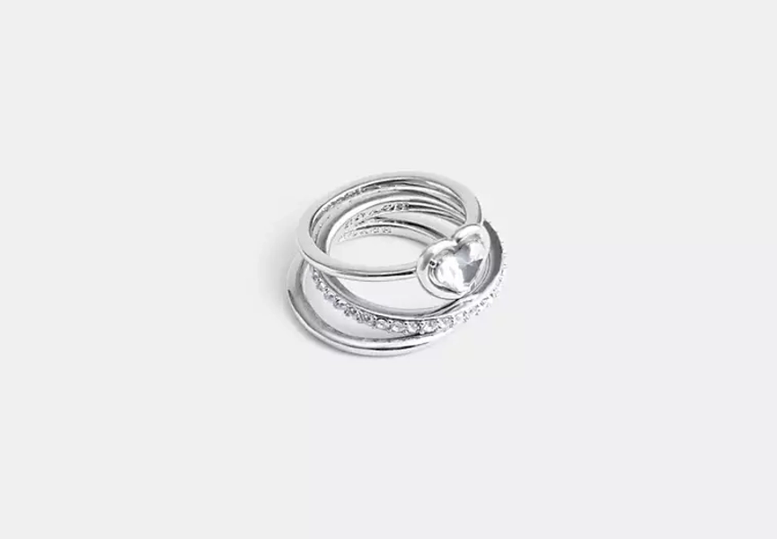 Halo Heart Ring Set