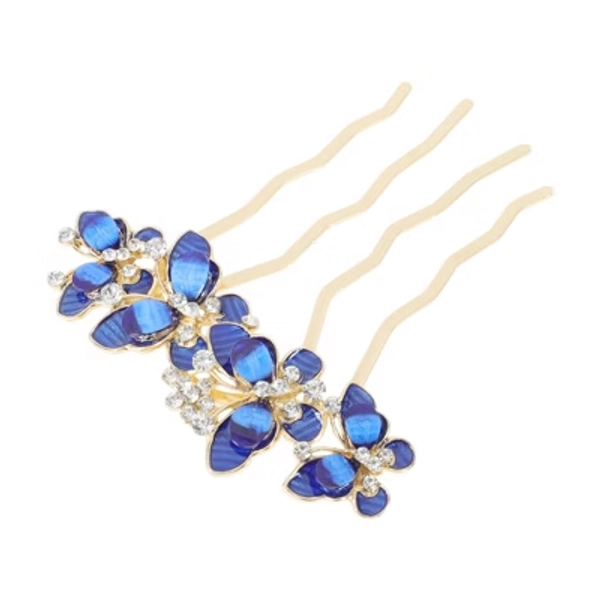 Unique Bargains Women's Decorative Hair Combs Blue 1 Pc