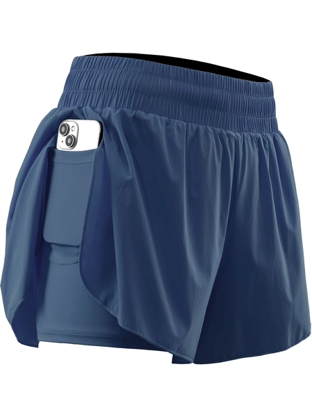 NELEUS Womens 2 in 1 Workout Yoga Shorts for Athletic Gym Running Casual Summer Short with Pocket,Navy Blue,US Size S - Walmart.com