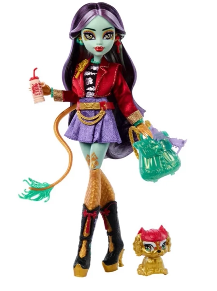 Monster High Jinafire Long Doll, Dragon with Pet Dog Cloudy “Yun Yun” and 7 Accessories Like Sketch Pad, Yogurt Drink, Backpack and More : Amazon.com.au: Toys & Games