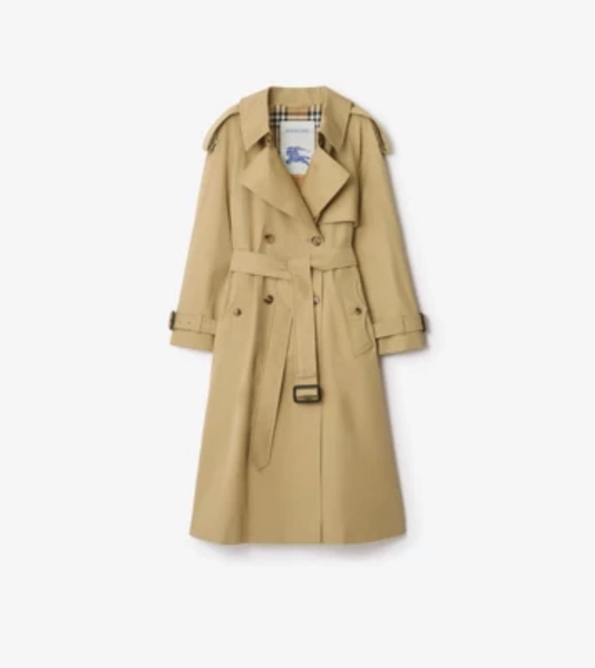 Trench Fitzrovia lungo in gabardine (Beige) - Donna, Gabardine di cotone | Sito ufficiale Burberry®