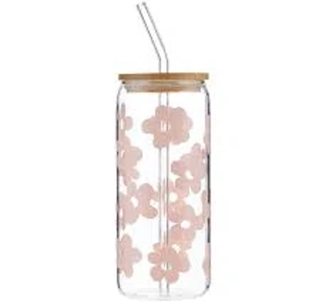 Santa Barbara Design Studio Pink Floral Glass Cold Brew Tumbler