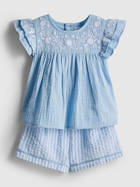 0-36mths | Floral Embroidered Blouse and Shorts Set