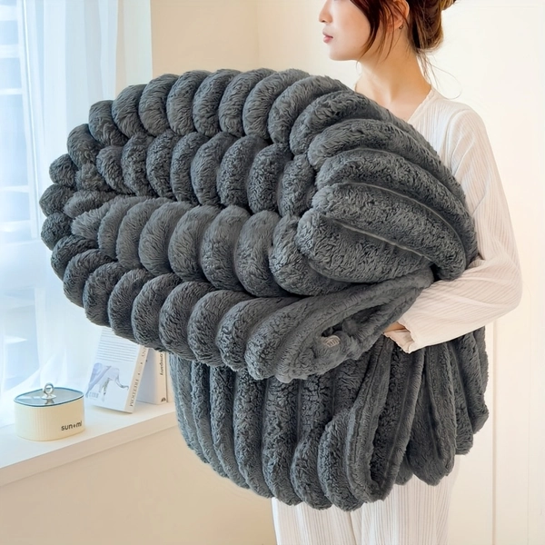 Ultra-Soft 108in*90in*90in Thick Fleece Blanket | Multi-Color, 3D Faux Rabbit Fur, Double-Sided, Ideal for All Seasons, Home, Office, Travel, Camping, Gift for All Occasions