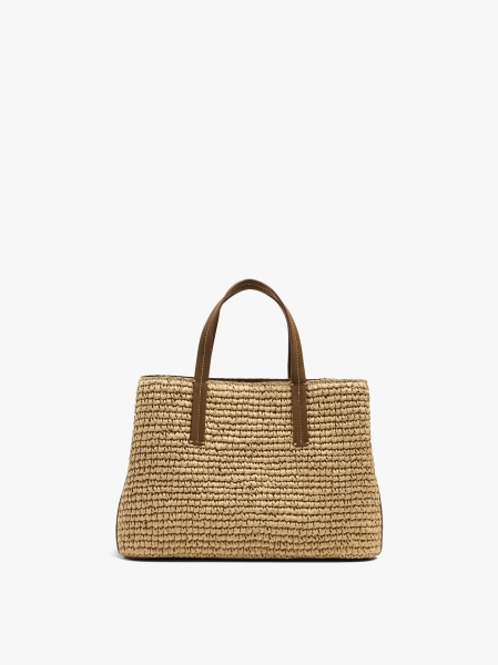 Sac cabas effet paille avec bandoulière