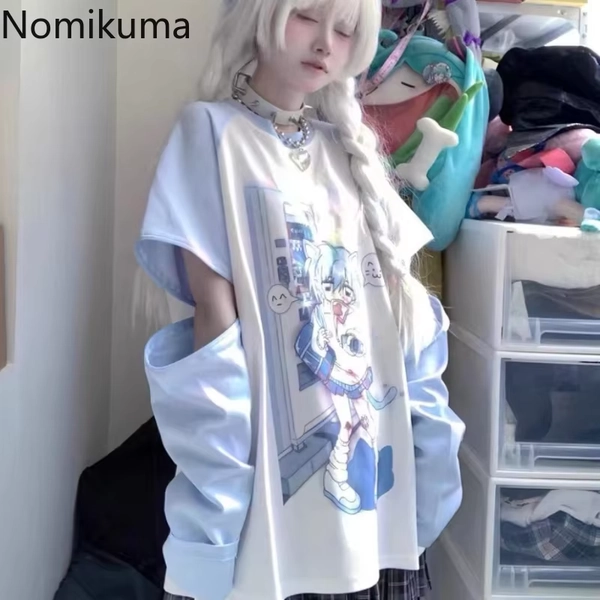 Japanese Oversized T Shirts Women's Clothing Summer Camisetas Short Sleeve Anime Print Tees Y2k Tops Casual Fashion T-shirts - AliExpress 200000345