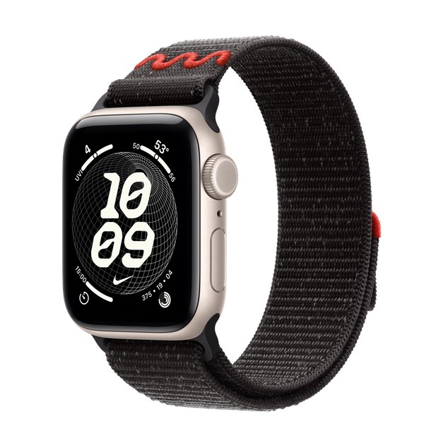 Apple Watch SE 3 GPS + Cellular, 40mm Starlight Aluminum Case with Midnight Black Nike Sport Loop