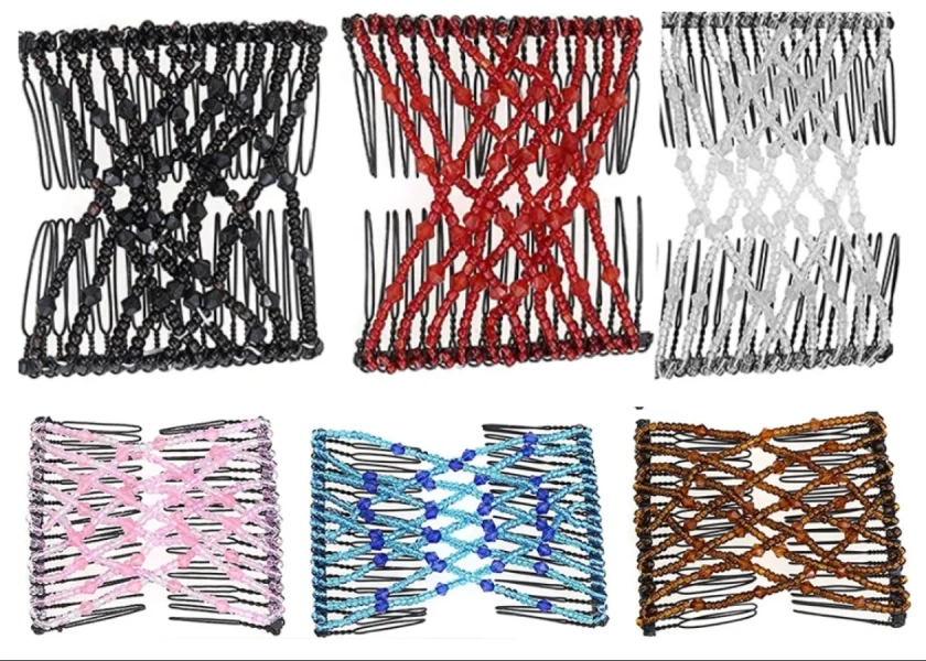 Stretchy Hair Pins Magic Elastic Combs Beaded Clips For Bride for Women Ladies Girls & DIY Hair Styling Accessories