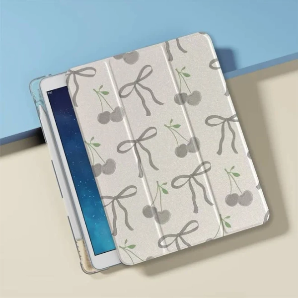Cute Cherry Bow Tablet Case for Apple iPad Pro 2024 11 inch Air 5/4 10.9 10th 7/8