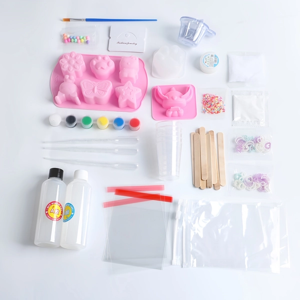 DIY Taba Squishy Kit Cheap, 8oz & 8 Molds Silicone, Liquid Silicone 1:1 AB - DIY Squishy Maker Kit - Squishy Gel, Fufu Squishy, Flocking Powder for Taba Squishy, Molds Set Pack