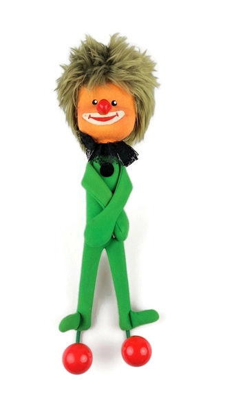 1970s Vintage Green Clown Coat Rack Whimsical Wall Hanger Quirky Clothes Hanger