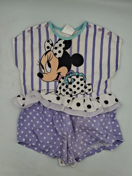 Vintage 1984 Disney Babies Minnie Mouse One Piece Romper 0-6 Months Polka Dots