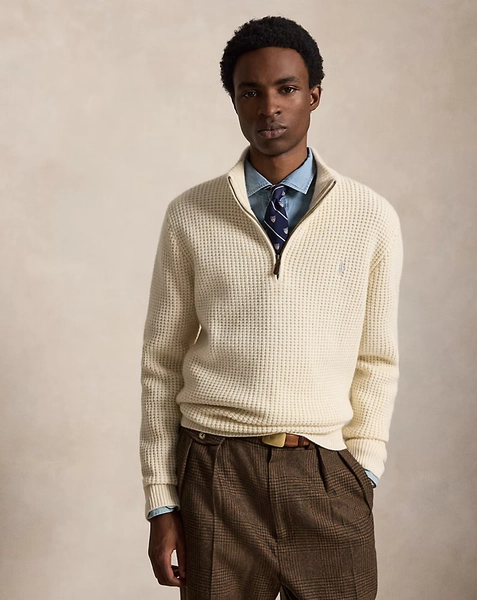 Waffle-Knit Wool-Cotton Jumper