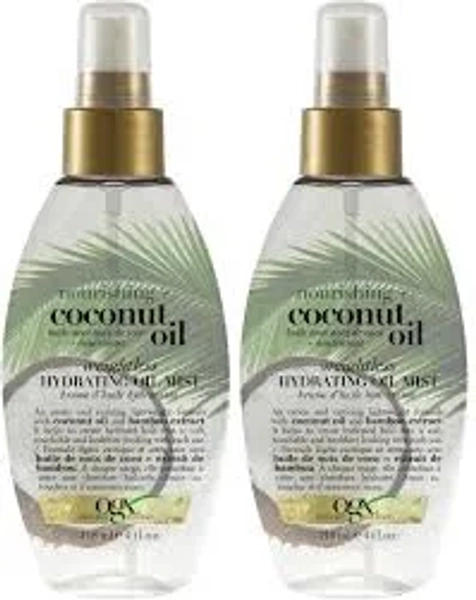 OGX Lot de 2 brumes d'huile hydratante nourrissante au lait de noix de coco, 118 ml