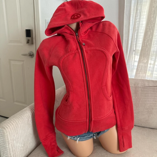 LULULEMON Womens Red Pink Remix Fleece Cotton Blend...