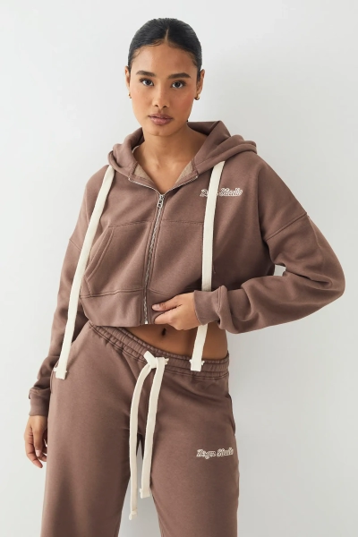 DSGN Studio Contrast Drawcord Boxy Crop Hoodie