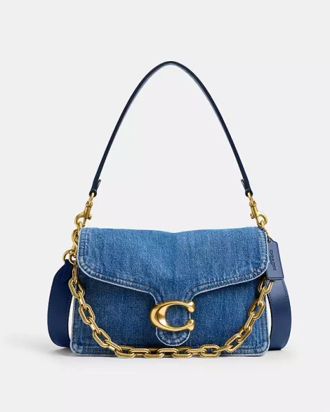 Brass/Deep Blue Chain Tabby Shoulder Bag